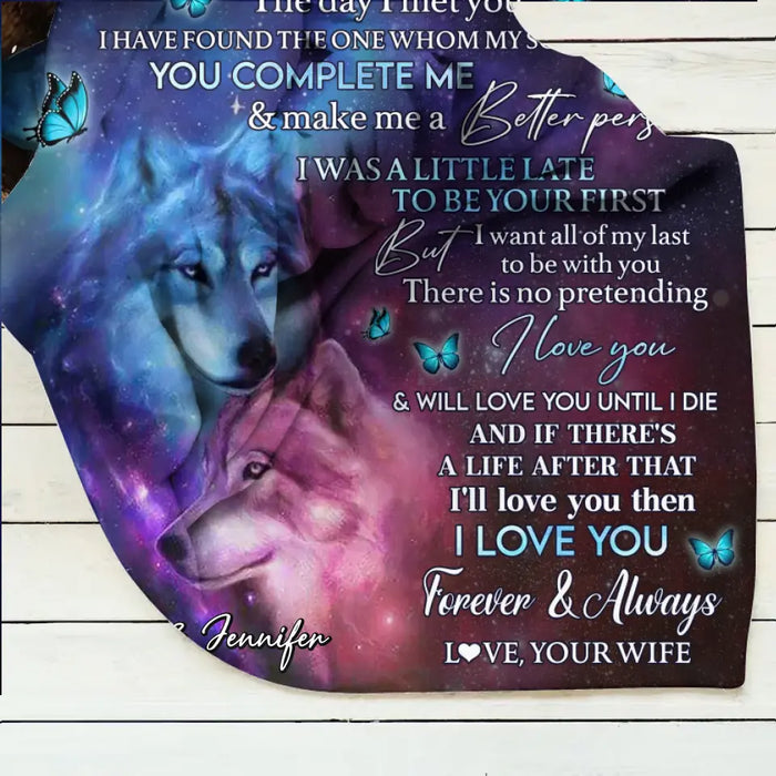 Custom To My Husband Fleece Throw Blanket & Quilt - Gift Idea From Wife To Husband - I Love You Forever & Always