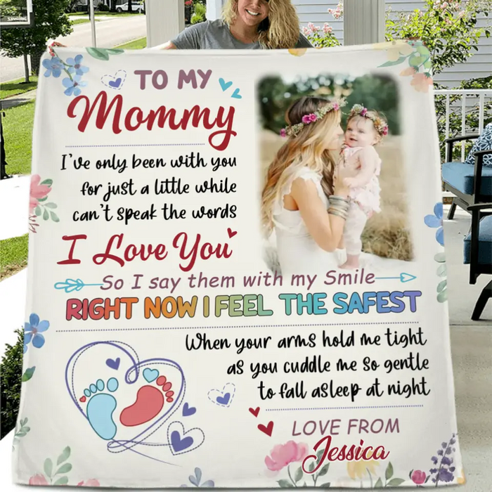 Custom Photo First Mother's Day Quilt/Fleece Throw Blanket - Gift Idea For Mom/Mother's Day - To My Mommy