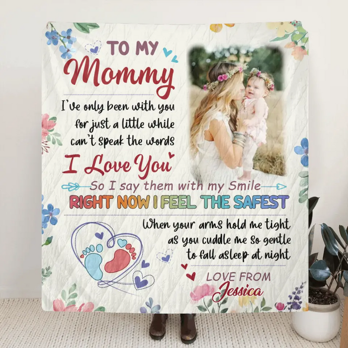 Custom Photo First Mother's Day Quilt/Fleece Throw Blanket - Gift Idea For Mom/Mother's Day - To My Mommy