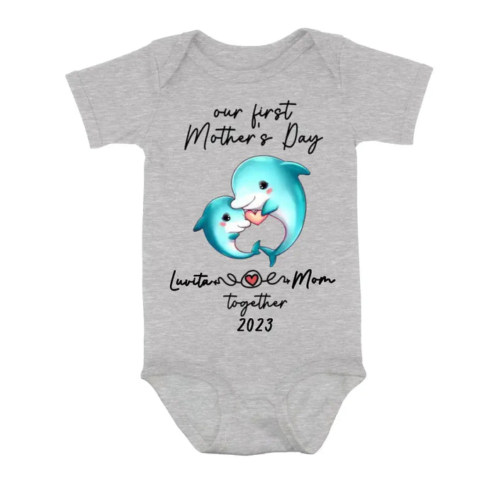 Personalized Baby Onesie/T-Shirt - Mother's Day Gift Idea For Baby/Mom - Our First Mother's Day Together 2023