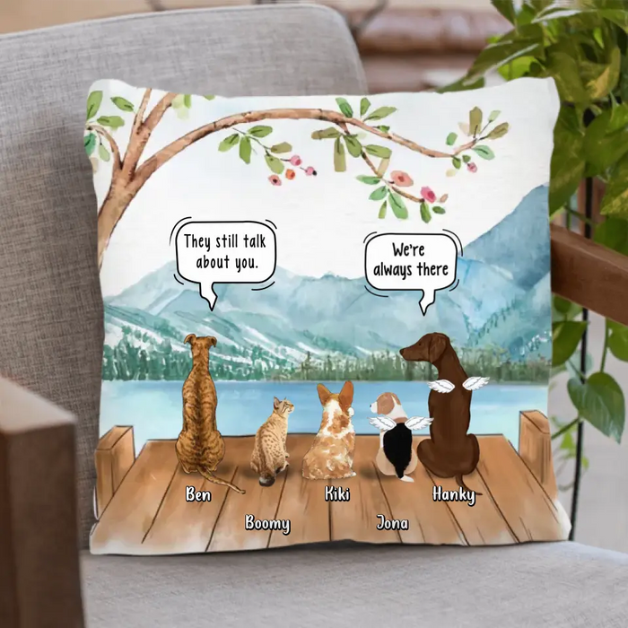 Personalized Memorial Pet Quilt/Fleece Blanket/Pillow Cover - Up to 5 Pets - Memorial Gift Idea For Dog/Cat Lovers - They Still Talk About You