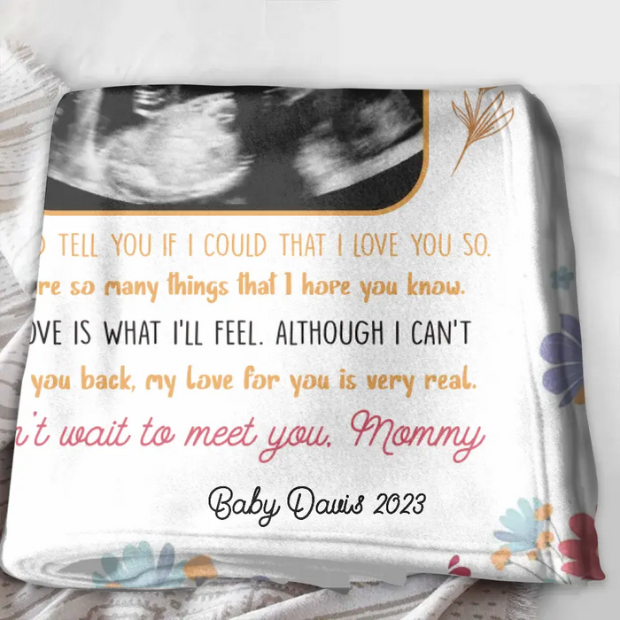Personalized 1st Mother's Day Fleece Throw Blanket/Quilt - Upload Photo - I Can't Wait To Meet You, Mommy