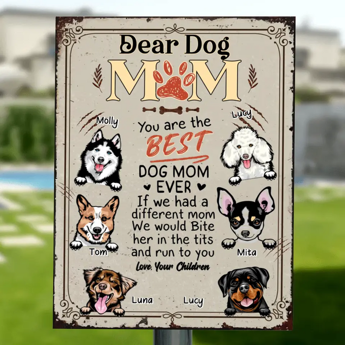Personalized Pet Metal Sign - Gift Idea For Dog Mom/Cat Dad On Mother's Day/Father's Day - You Are The Best Dog Mom Ever