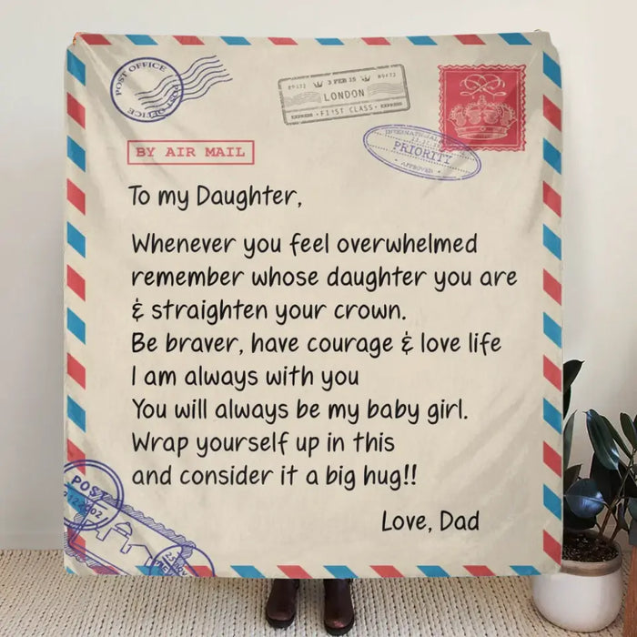 Personalized To My Daughter Fleece Throw Blanket/Quilt - Gift Idea For Daughter - A Letter From Dad