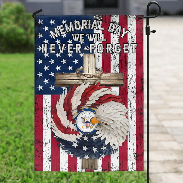 Custom Personalized Memorial Day Flag Sign - Memorial Gift/ Independence Day Gift Idea - We Will Never Forget