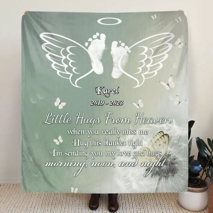 Personalized Baby In Heaven Quilt/Fleece Throw Blanket - Memorial Gift Idea for Mother's Day/Father's Day - Little Hugs From Heaven