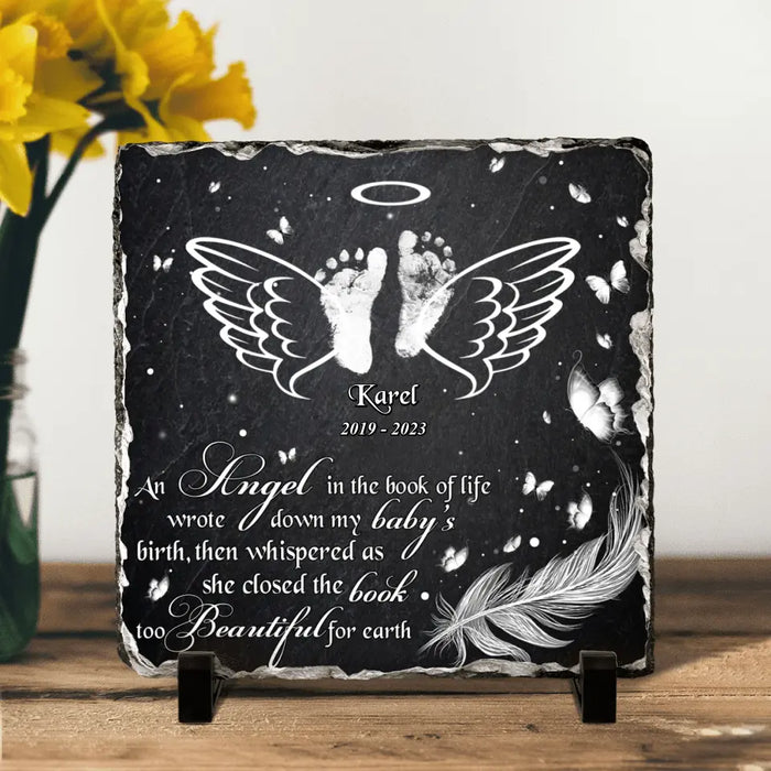 Personalized Baby In Heaven Square Lithograph - Memorial Gift Idea for Mother's Day/Father's Day - An Angel In The Book Of Life Wrote Down My Baby's Birth