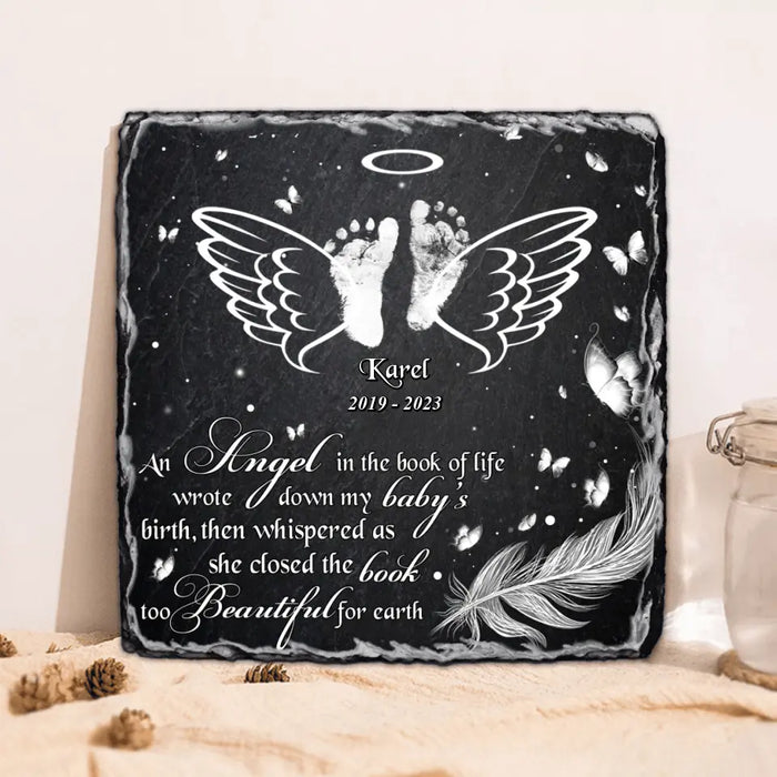 Personalized Baby In Heaven Square Lithograph - Memorial Gift Idea for Mother's Day/Father's Day - An Angel In The Book Of Life Wrote Down My Baby's Birth