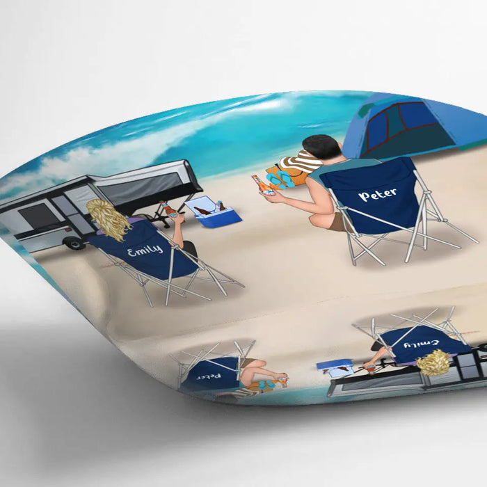 Personalized Beach Camping Family Pillow Cover - Gift For The Whole Family, Gift For Father's Day From Wife To Husband (Up to 4 Kids and 2 Pets) - The Best Memories Are Made Camping - 1CTOH9