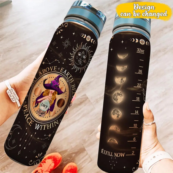 Personalized Witch Water Tracker Bottle - Gift Idea For Witch/Friend/Bestie/Sister - Sky Above, Earth Below Peace Within