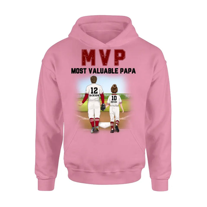 Personalized Baseball Dad Shirt/Pullover Hoodie/Long sleeve/Sweatshirt - Gift Idea For Father's Day/Father/Son/Daughter - MVP Most Valuable Papa