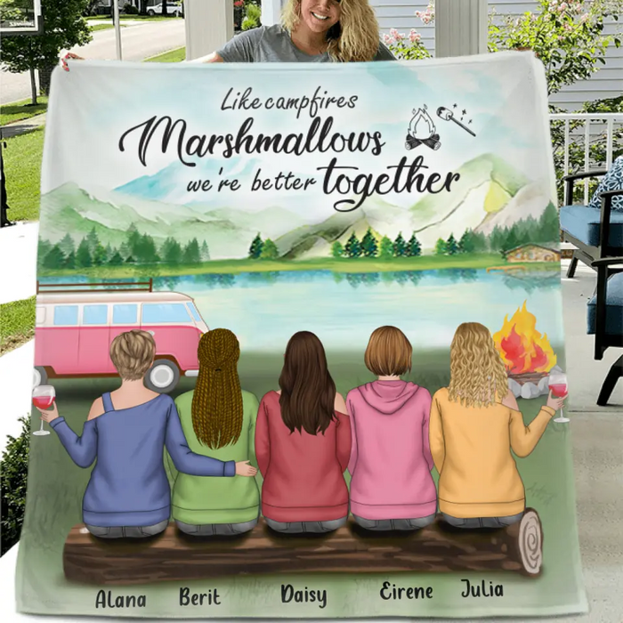 Personalized Camping Quilt/Fleece Blanket - Best Gift For Camping Lovers, Friends - We Are More Than Just Camping Friends
