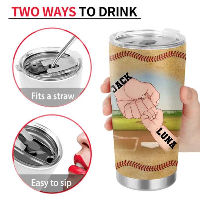 Personalized Baseball Dad Tumbler - Up to 6 Kids - Father's Day Gift Idea for Baseball Lovers - Dad We Hit A Home Run With You