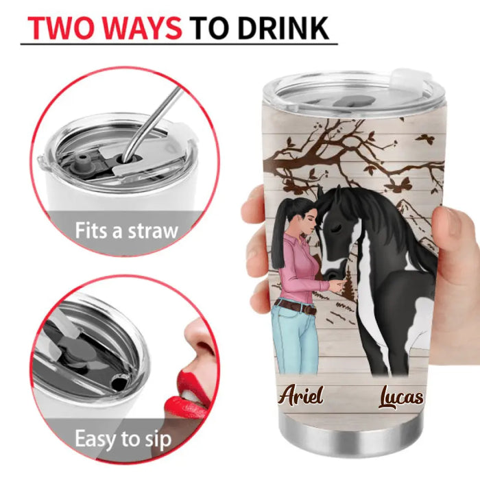 Personalized Horse Girl Tumbler - Gift Idea For Horse Lovers - Up To 5 Horses - You Are Not Just A Horse, You Are My Sanity