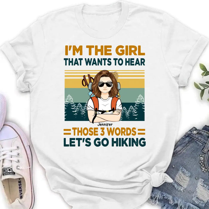 Personalized Hiking Girl Shirt/Hoodie - Girl With Up to 3 Dogs - Gift Idea For Hiking/Dog Lover - Let's Go Hiking