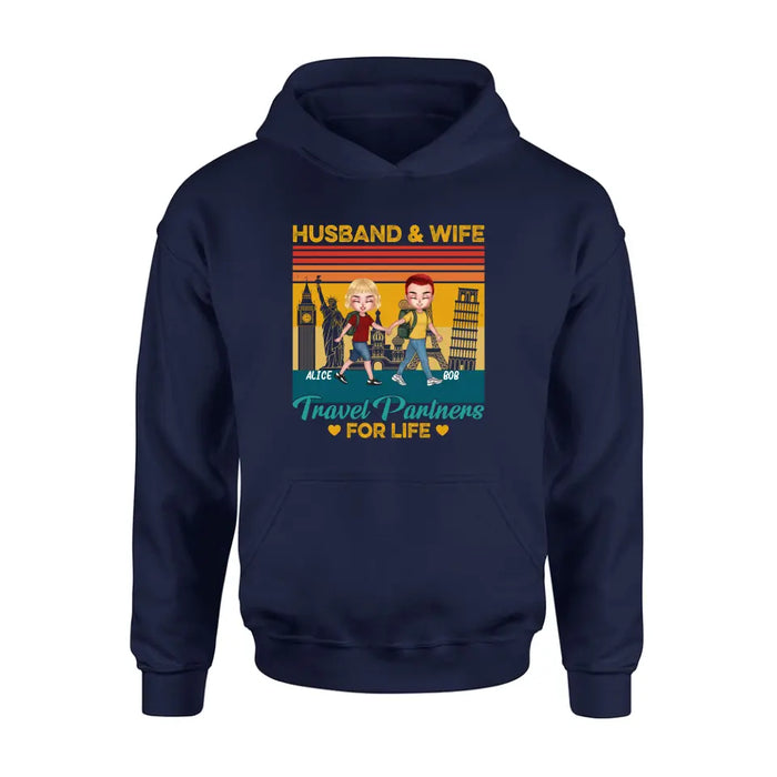 Personalized Traveling Couple Shirt/Pullover Hoodie - Gift Idea For Traveling Lover/Couple - Husband & Wife Travel Partners For Life