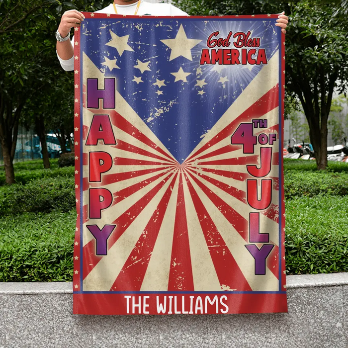 Personalized 4th Of July Dog Flag Sign - Gift Idea For Dog Lovers/Independence Day - Upload Photo - God Bless America happy 4th Of July