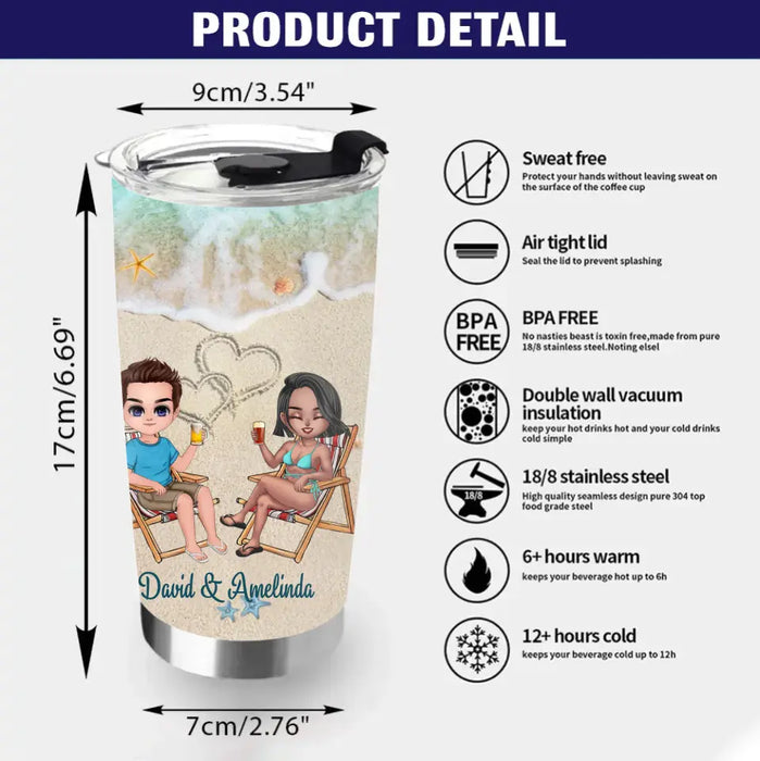 Personalized Beach Couple Tumbler - Gift For Beach Lovers/Couple - I Love You To The Beach & Back