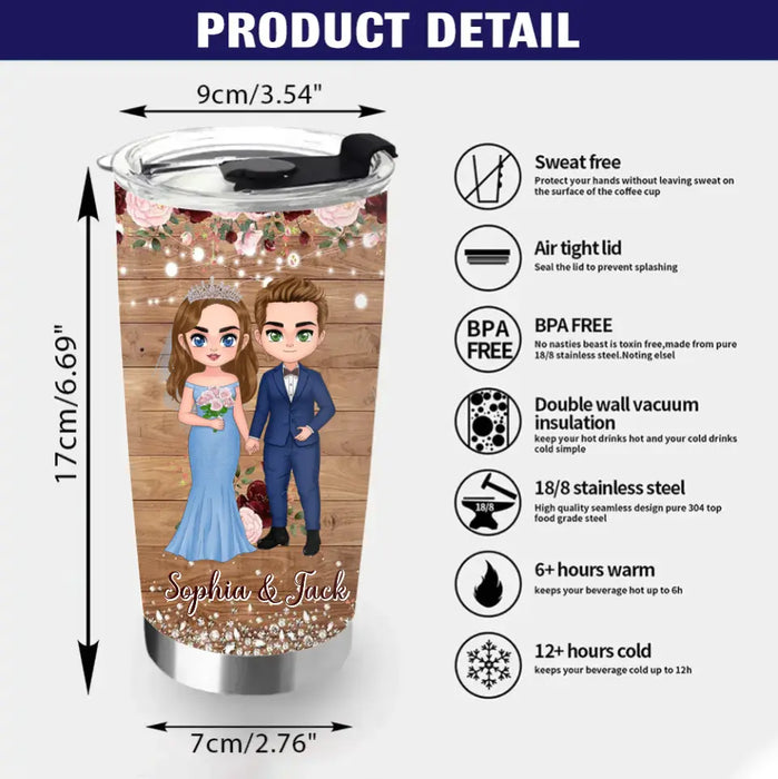 Personalized Wedding Couple Tumbler - Gift Idea For Couple/Wedding Anniversary - Maybe I Was Too Late To Be His First But Right Now I'm Happy To Be His Last