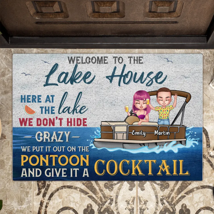 Personalized Pontoon Couple/Friends Doormat - Gift Idea For Couple/Pontoon Lovers - Welcome To The Lake House