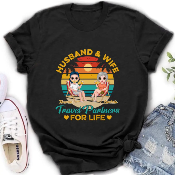 Personalized Traveling Couple Shirt/Pullover Hoodie/Long sleeve/Sweatshirt - Gift Idea For Camping Lover - Husband & Wife Travel Partners For Life