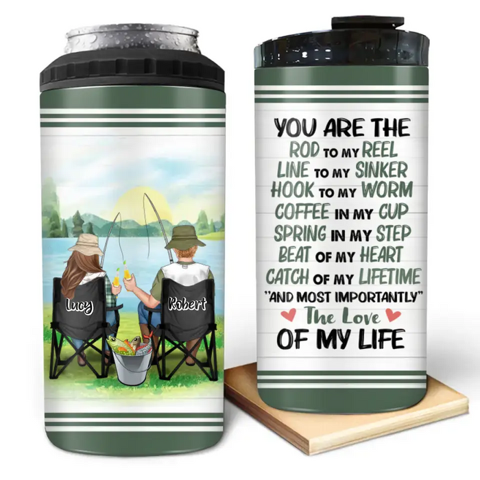 Personalized Fishing Couple 4 In 1 Can Cooler Tumbler - Gift Idea For Fishing Lovers - You Are The Rod To My Reel