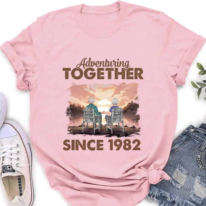 Custom Personalized Old Couple Shirt/Hoodie -Gift Idea for Couple/Husband/Wife - Adventuring Together