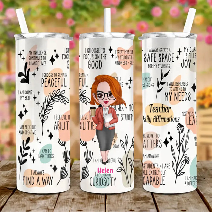 Personalized Teacher Skinny Tumbler 20OZ - Best Gift Idea For Teacher/Birthday - I Always Create A Safe Space For My Students