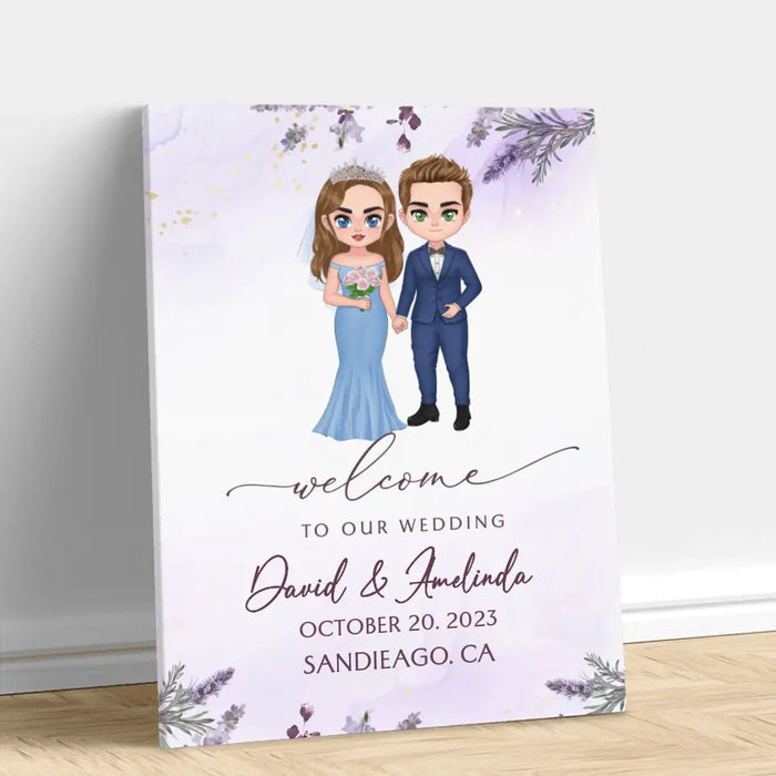 Personalized Wedding Couple Vertical Canvas - Wedding/Anniversary Gift Idea for Couple - Welcome To Our Wedding