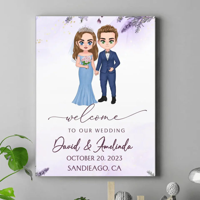 Personalized Wedding Couple Vertical Canvas - Wedding/Anniversary Gift Idea for Couple - Welcome To Our Wedding