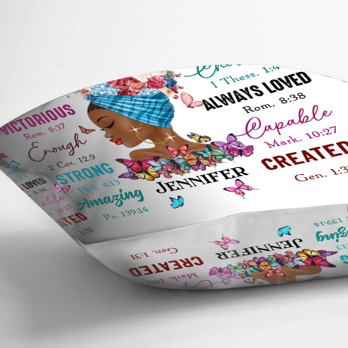 Personalized African American Girl Pillow Cover - Gift Idea For Birthday - You Are Beautiful, Victorious