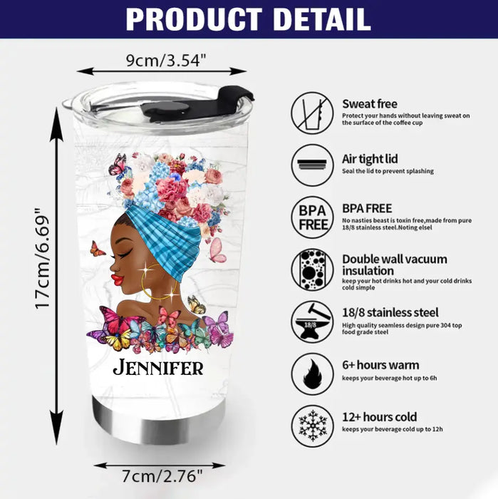 Personalized African American Girl Tumbler - Gift Idea For Birthday - You Are Beautiful, Victorious