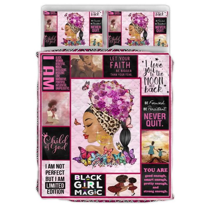 Personalized Black Woman Quilt Bed Sets - Gift Idea for Black Girl/Black Woman/Afro Black Girl - Child Of God