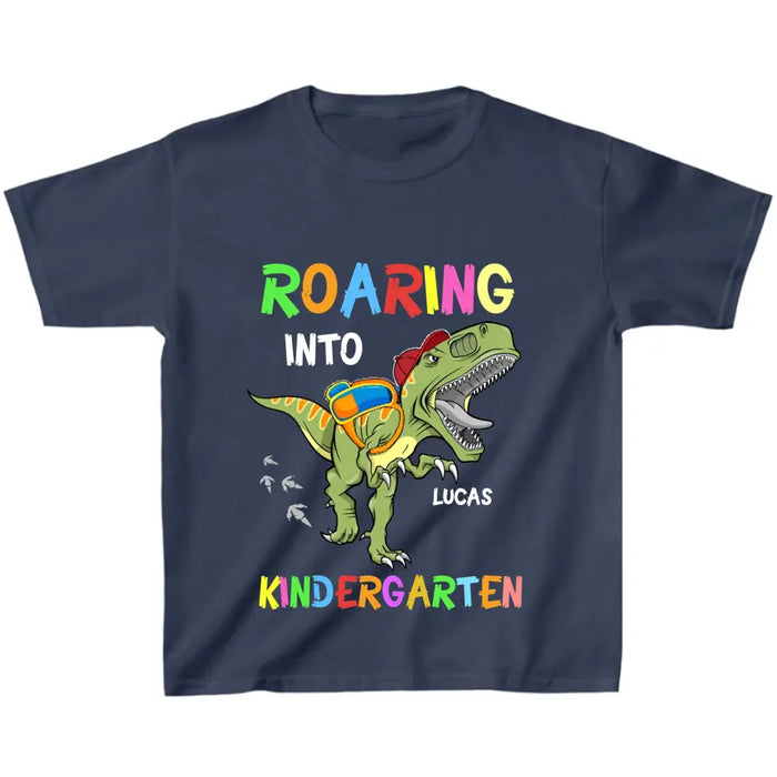 Personalized Back To School T-Shirt - Gift For Girls/Boys - Roaring Into Kindergarten