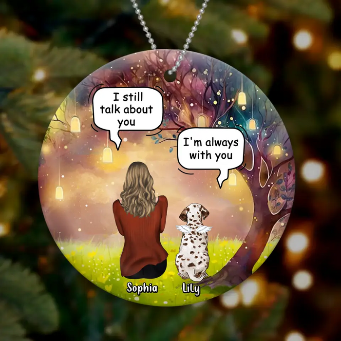 Personalized Memorial Dog Mom Circle Wooden/Acrylic Ornament - Memorial Gift Idea For Dog Lover - I'm Always With You