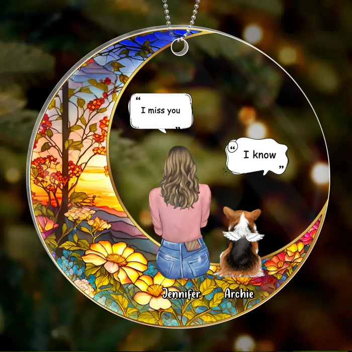 Personalized Memorial Pet Suncatcher Circle Acrylic Ornament - Memorial Gift Idea For Dog/Cat/Rabbit Lover - I Miss You