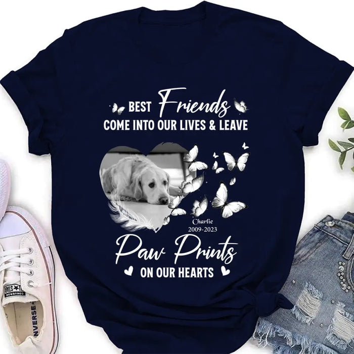 Personalized Memorial Photo Shirt/Hoodie - Memorial Gift Idea for Dog Lover - Best Friends Come Into Our Lives & Leave Paw Prints On Our Hearts