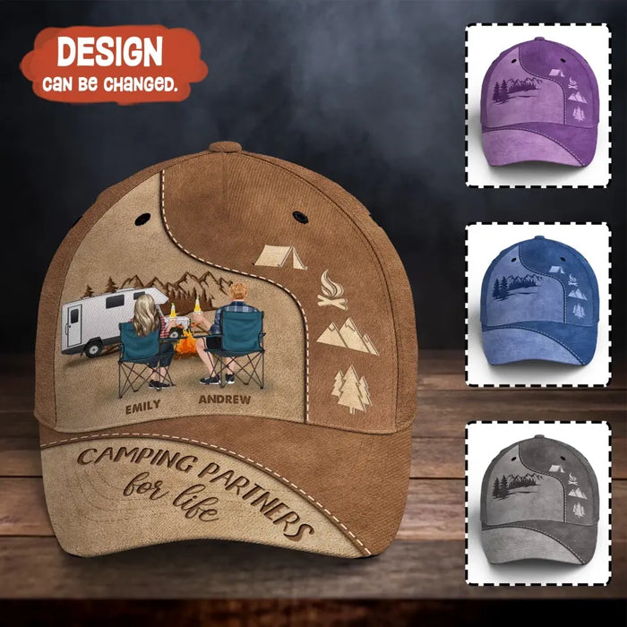 Personalized Camping Couple Cap - Gift Idea for Camping Lover - Camping Partners For Life