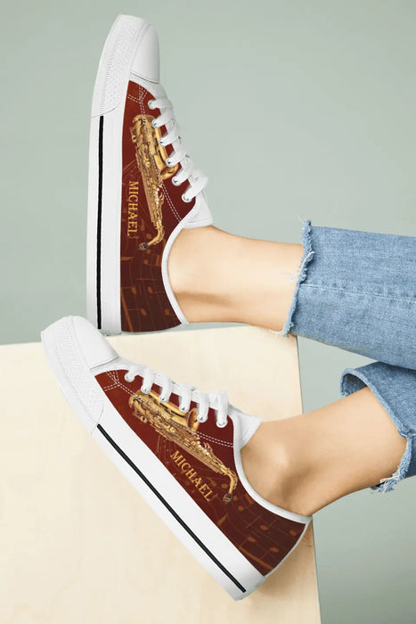 Personalized Saxophone Low Top Sneakers - Best Gift For Saxophone Lovers and Friends