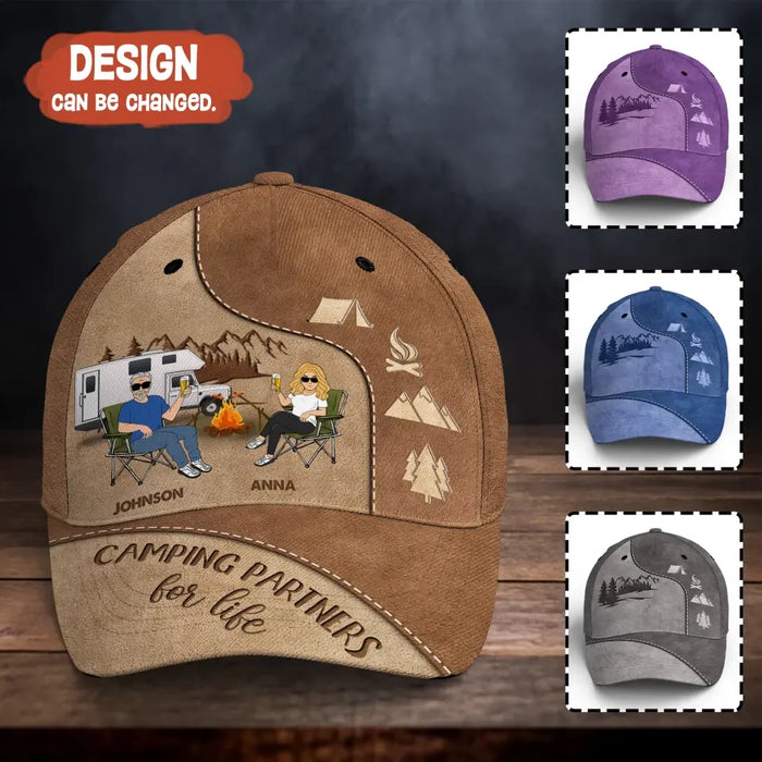 Personalized Camping Couple Cap - Gift Idea For Camping Lover/Couple - Camping Partners For Life