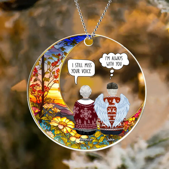 Personalized Memorial Couple Suncatcher Circle Acrylic Ornament - Memorial Gift Idea For Loss Of Husband/Wife - I Still Talk About You