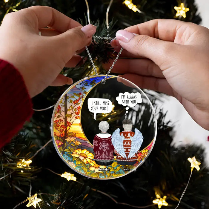 Personalized Memorial Couple Suncatcher Circle Acrylic Ornament - Memorial Gift Idea For Loss Of Husband/Wife - I Still Talk About You