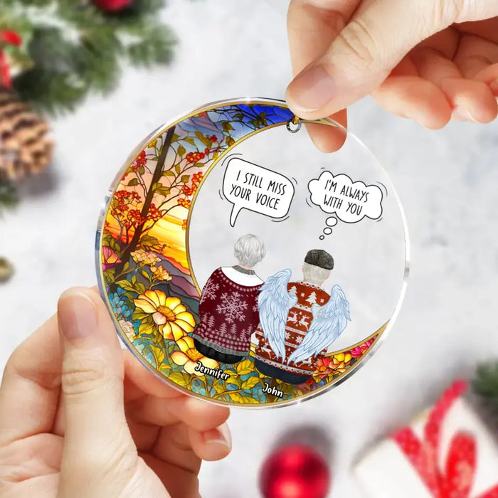 Personalized Memorial Couple Suncatcher Circle Acrylic Ornament - Memorial Gift Idea For Loss Of Husband/Wife - I Still Talk About You