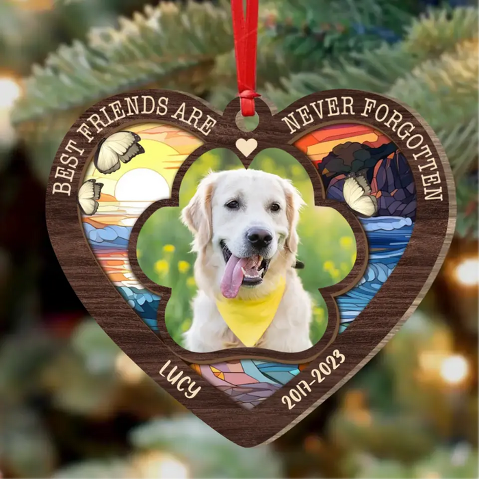 Personalized Memorial Dog Wooden Ornament - Upload Photo - Memorial Gift Idea For Dog Owner - Best Friends Are Never Forgotten