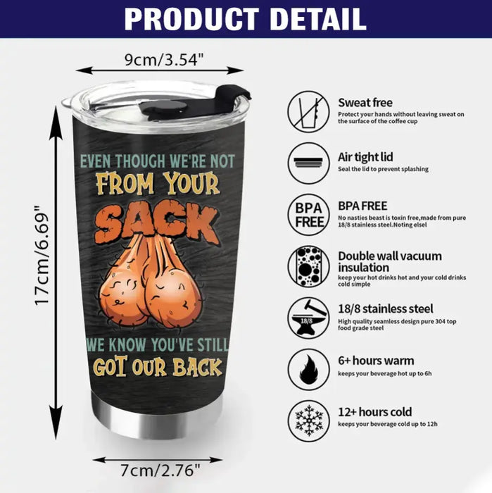 Personalized Step Father Tumbler - Best Gift Idea For Father's Day - Up to 6 Kids - We Know You've Still Got Our Back