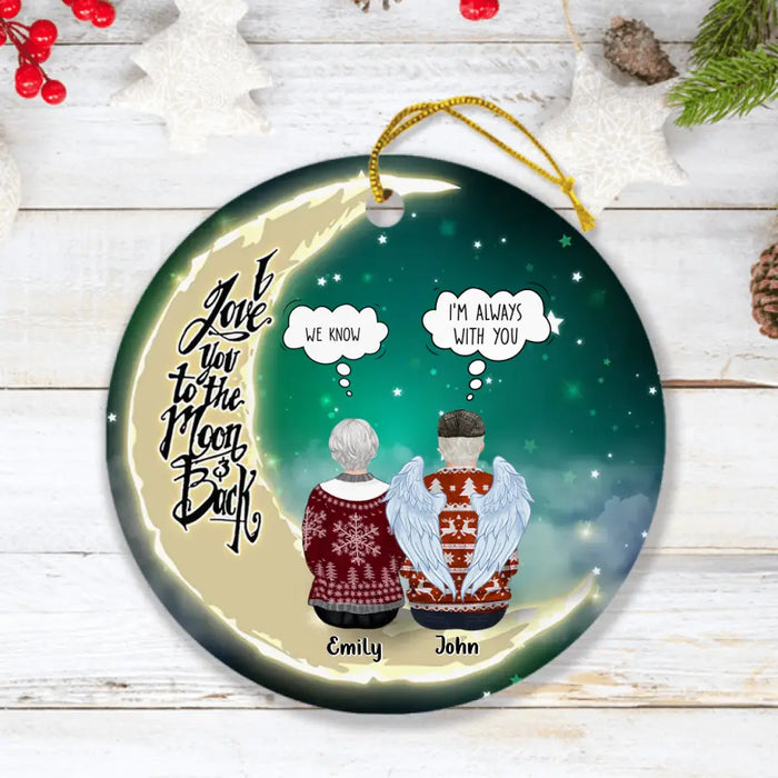 Personalized Memorial Circle Ornament - Christmas Gift Idea for Family - I Love You To The Moon & Back