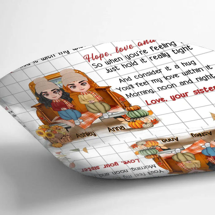 Personalized Autumn Sister Pillow Cover/Fleece Throw Blanket/Quilt - Autumn Gift Idea for Sisters - To My Sister