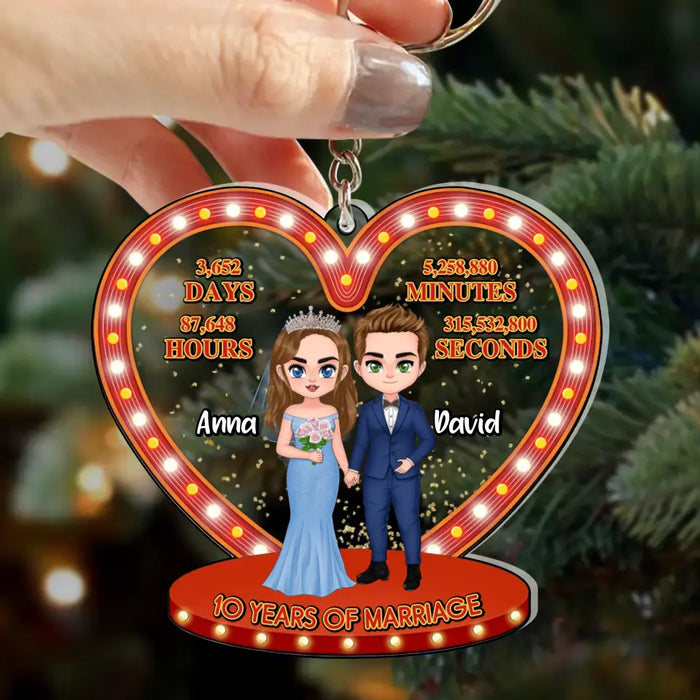 Personalized Wedding Acrylic Keychain - Anniversary/Wedding/Christmas Gift Idea for Couple - Years Of Marriage