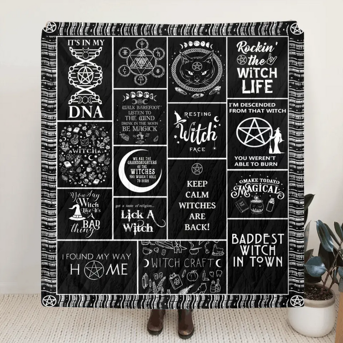 Halloween Witch Fleece Throw Blanket & Quilt - Halloween Gift Idea For Witch Lovers - Keep Calm Witches Are Black