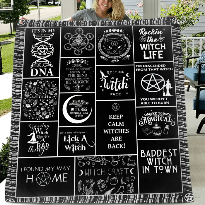 Halloween Witch Fleece Throw Blanket & Quilt - Halloween Gift Idea For Witch Lovers - Keep Calm Witches Are Black